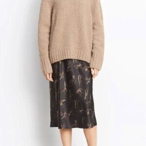 Vince spring floral midi slip silk skirt